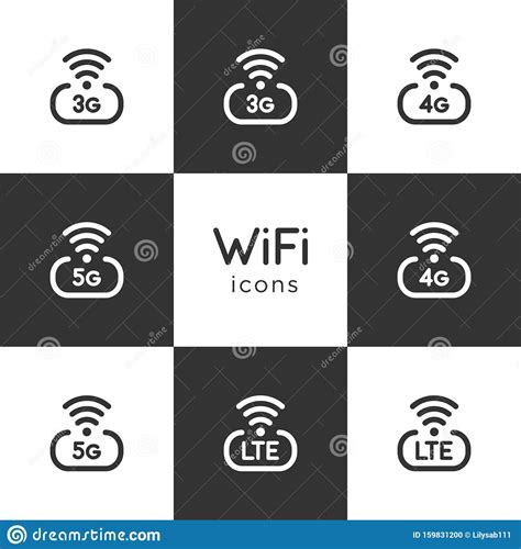 Set Of Wifi Network Internet Vector Icons Isolated On Dark And Light