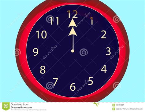 Red Clock Hands For Twelve Hours Stock Illustration Illustration Of