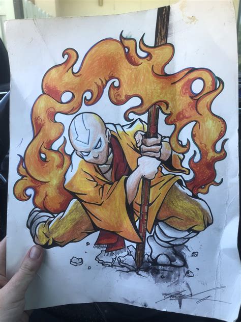 Pencil Aang Avatar State Drawing Not Adults Video