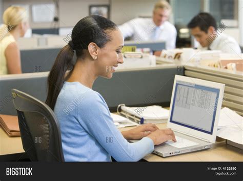 Businesswoman Cubicle Image And Photo Free Trial Bigstock