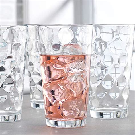 Attractive Bubble Design Highball Glasses Clear Heavy Base Tall Bar Glass Bubble Design Set Of