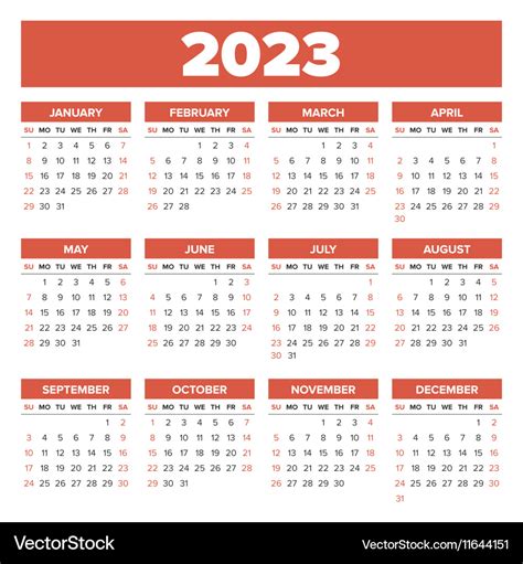 2023 Calendar Vector 2023 Calendar