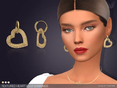 Textured Heart Hoop Earrings By Feyona From Tsr Sims 4 Downloads