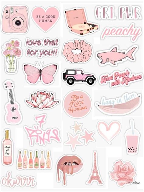 Pink Themed 26 Sticker Pack Sticker For Sale By Chelsx Redbubble