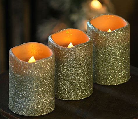 3 Champagne Glitter Flameless Candles Add To Your Wedding Or Everyday