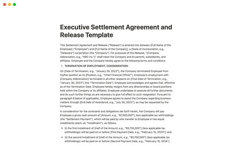 Executive Settlement Agreement and Release by Legal Stuff | Notion Template
