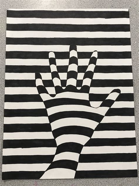 Optical Hand Art Op Art Lessons Illusion Drawings Optical Illusion
