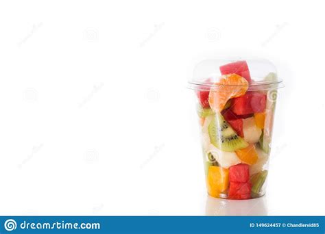 Fresh Cut Fruit In A Plastic Cup Stock Image Image Of Cutted