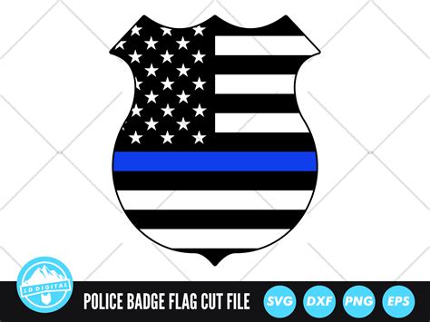 Police Badge Blue Line Flag Svg Police Shield Thin Blue Line Svg By