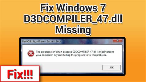 How To Fix D3dcompiler47dll Free In Windows 7 Without