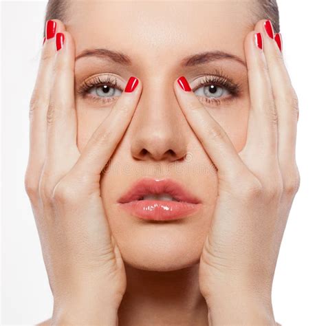 Woman With Hands On Face Stock Image Image Of Portrait 24066819