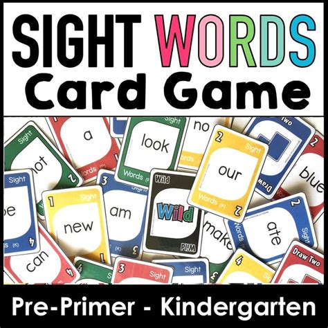 Pre Primer Sight Word Card Game For Pre K And Kindergarten Sight Word