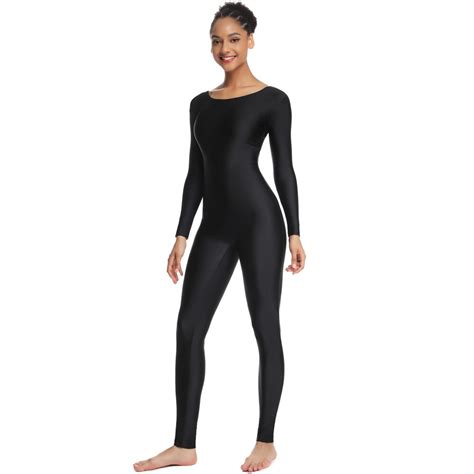 Ovigily Womens Long Sleeve Scoop Neck Unitard Female Spandex One Piece