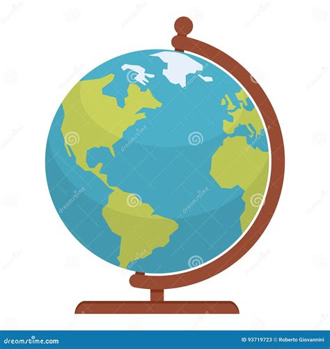 Globe World Map Flat Icon Isolated On White Stock Vector Illustration