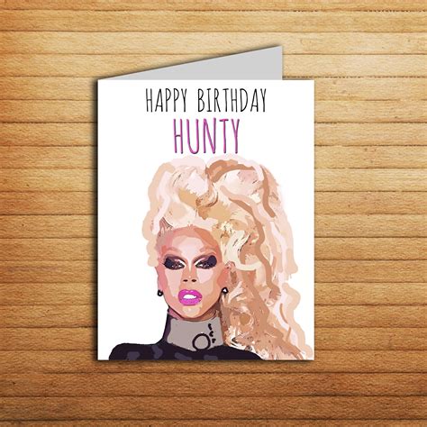 Rupaul Card Drag Race Card Happy Birthday Hunty Greeting Card Etsy