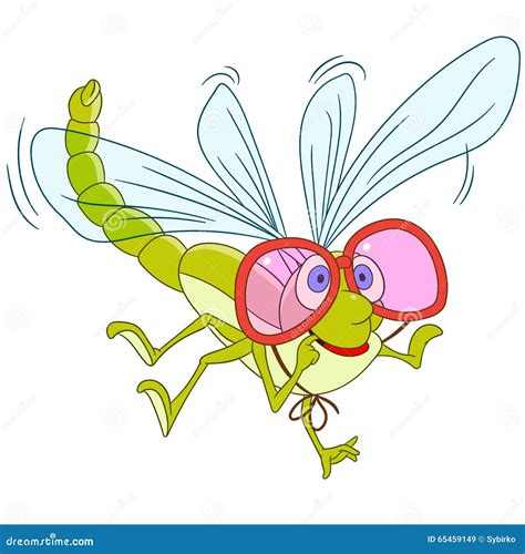 Cartoon Dragonfly Clip Art Vector Illustration