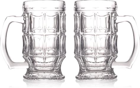 Bothearn 1 Pint Dimpled Beer Mug Set Of 2 Heavy British Pub Thick Glass With