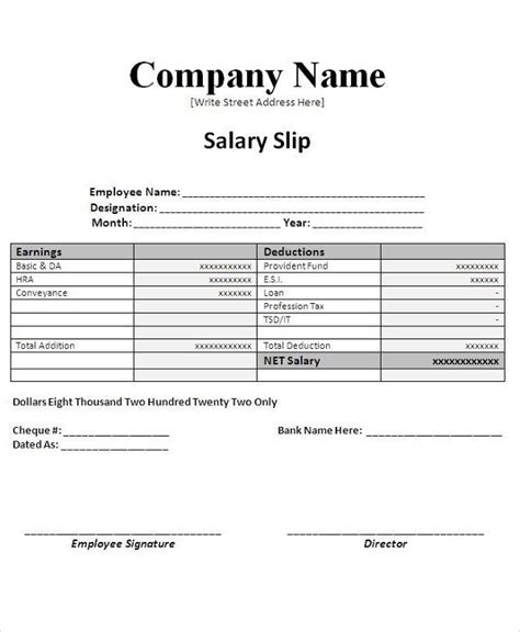 Payslip Template Download Pdf Template