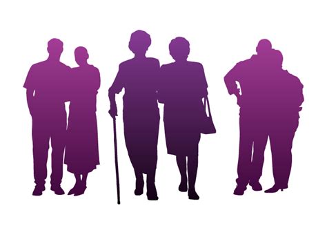 Old Age Walking Stick Clip Art Dual Vector Silhouette Figures Png