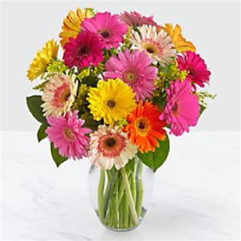 Colorful World Gerbera Daisy Bouquet 15 Stems Vase Included
