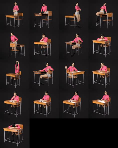 Japanese Neat Classroom Poses And Add On For Genesis 8 Female Daz 3d