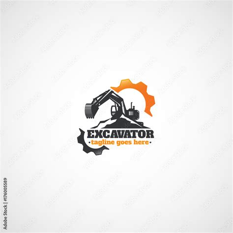 Excavator And Gears Rental Heavy Equipment Logo Stock Vector Adobe