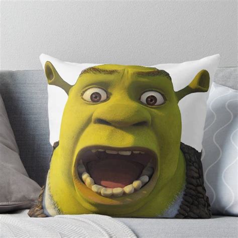 Shrek Meme Surprised Sticker Throw Pillow For Sale By Cam Guay
