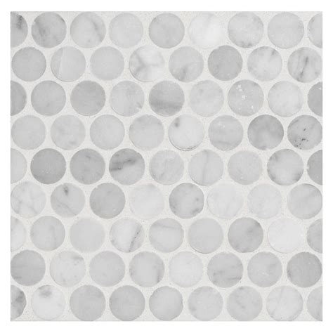 Penny tiles are making a comeback in the contemporary tile world. New York | Penny round tiles, Stone mosaic tile, Stone mosaic