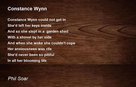 Constance Wynn Constance Wynn Poem By Phil Soar
