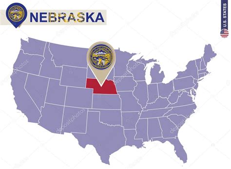 Nebraska State On Usa Map Nebraska Flag And Map Stock Vector Image By