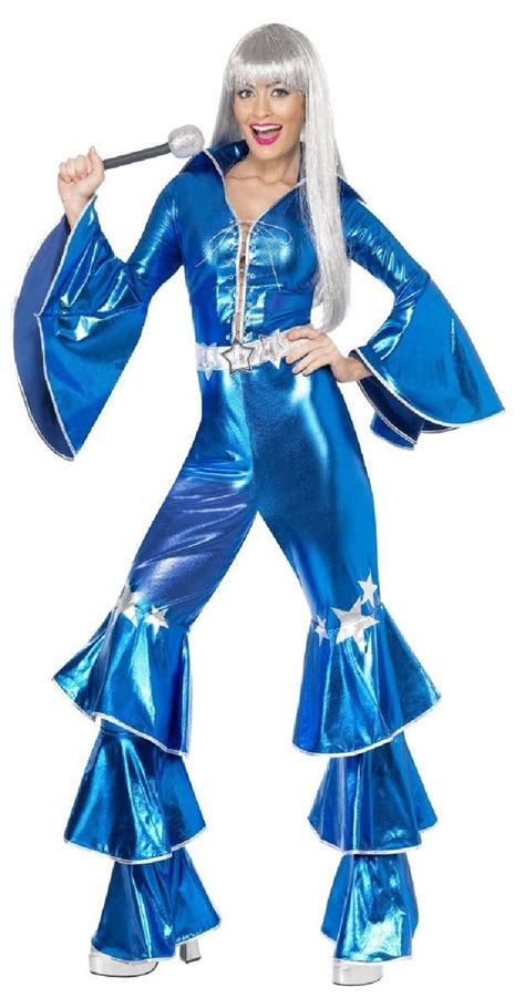 Ladies Blue 70s Dancing Diva Fancy Dress Costume Disco Fancy Dress