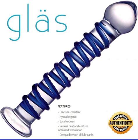 Glas Blue Spiral Glass Dildo Sex Toys For Women G Spot Ribbed Wand