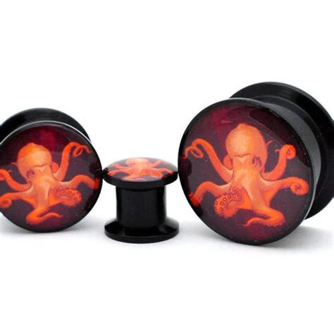 Octopus Picture Plugs Gauges 16g 14g 12g 10g 8g 6g 4g Etsy