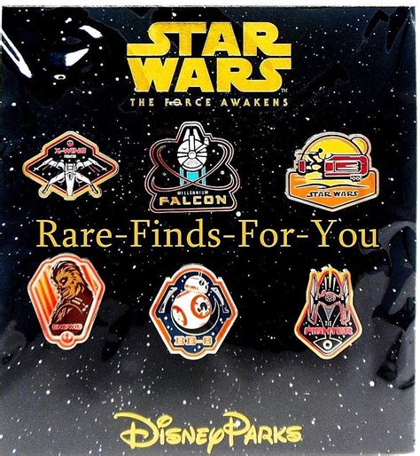 Disney Park Star Wars Force Awakens Movie 6 Pin Booster Pack Set Bb 8sealed Rare Disney Pins