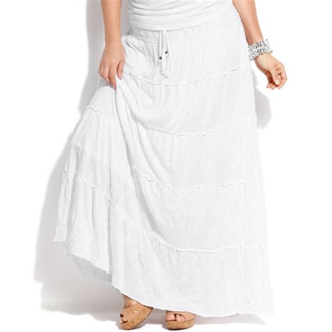 Inc International Concepts Plus Size Tiered Maxi Skirt In White Lyst