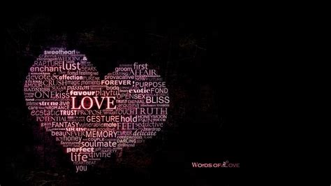 Typography Word Clouds Black Background Hearts Wallpapers Hd