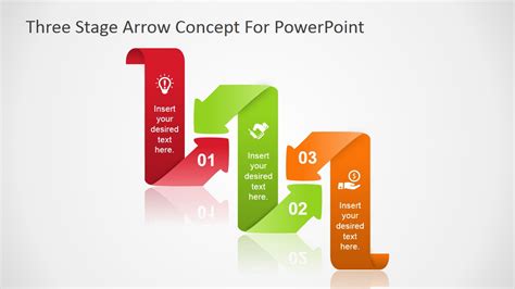 Curved Arrow Three Steps Powerpoint Diagram Slidemodel