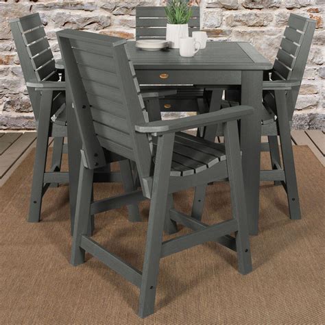 Highwood Usa Weatherly 5 Piece Square Patio Counter Height Dining Set