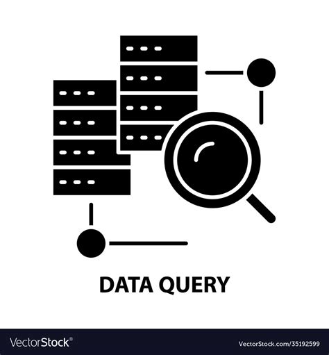 Data Query Icon Black Sign With Editable Vector Image