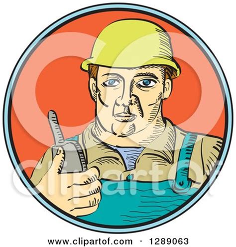 Clipart Of A Retro Woodcut Yellow And Brown Male Ham Radio Operator