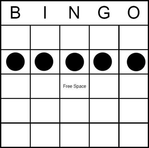 Bingo Game Pattern Any Horizontal