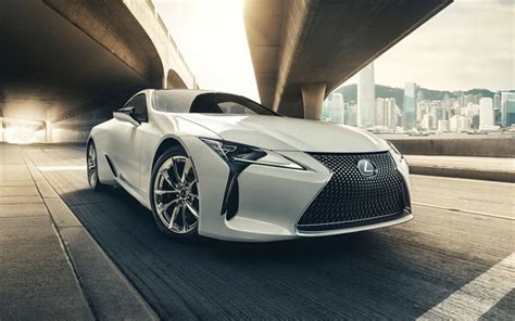 Download Wallpapers Lexus Lc 500 2020 White Sports Coupe Front View