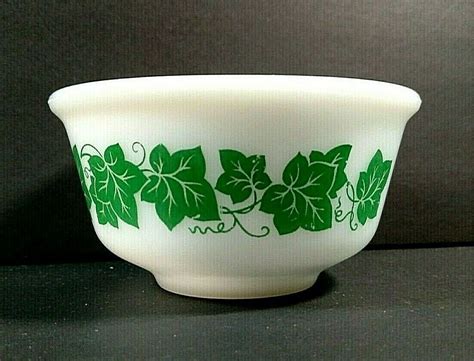 Green Ivy Mixing Bowls Cereal Bowls Milk Glass Atlas Dinnerware