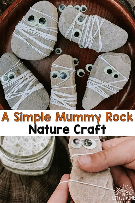 A Simple Mummy Rock Nature Craft For Halloween Little Pine Learners