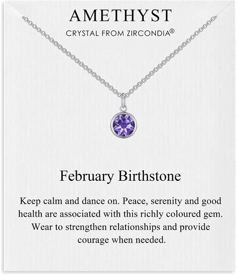 February Amethyst Birthstone Necklace Created With Zircondia