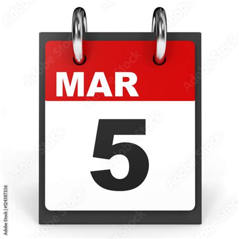 March 5 Calendar On White Background Stock Illustration Adobe Stock
