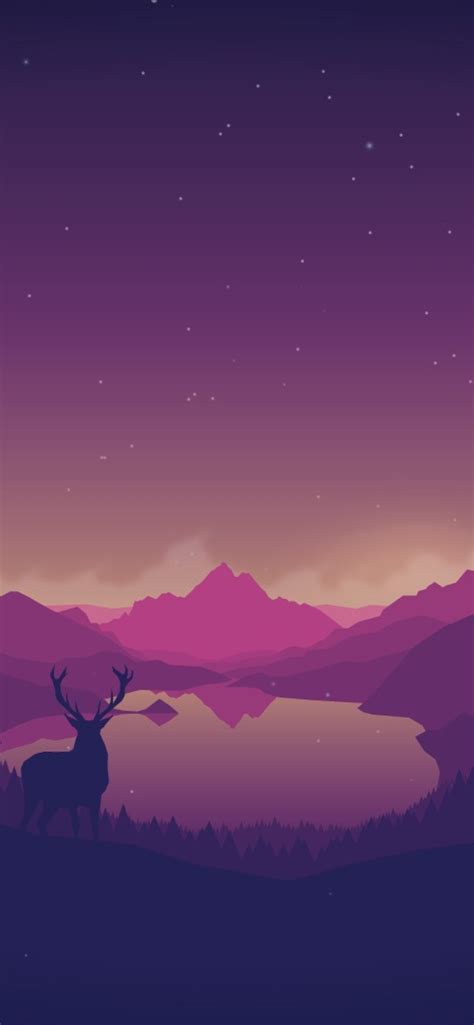 828x1792 Resolution Artistic Forest Mountains Lake And Deer 828x1792