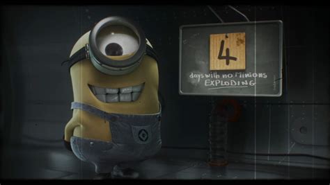A Despicable Minion Standing Next To A Sign With The Number Four On It