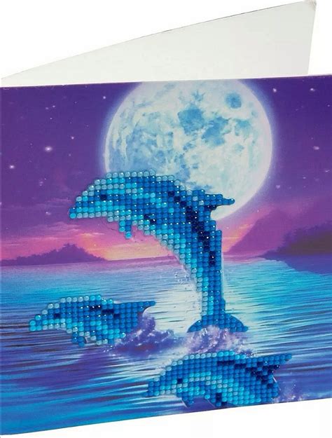 Dolphin Pod Crystal Art Card Kit 5D Crystal Rhinestone Art Diamond