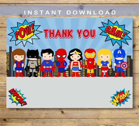 Thank You Superhero Superhero Thank You Instant Download Etsy